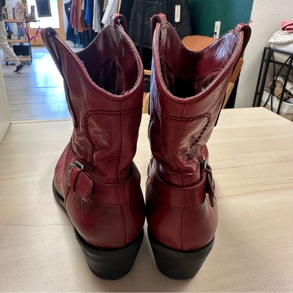 Franco Sarto Red Leather Cowboy Booties - Picture 4 of 11